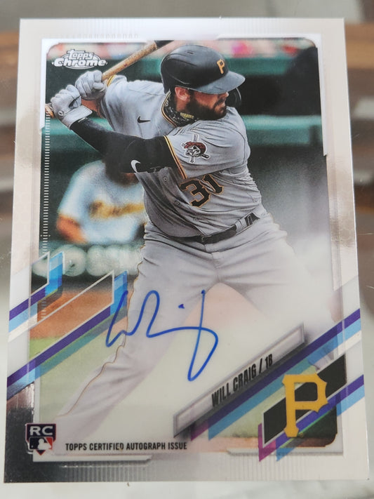 Will Craig 2021 Topps Chrome Baseball #RA-WCR Rookie Auto - Pittsburgh Pirates