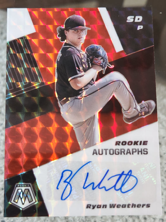 2021 Panini Mosaic Ryan Weathers Rookie Auto Red Prizm #RAM RW SD Padres