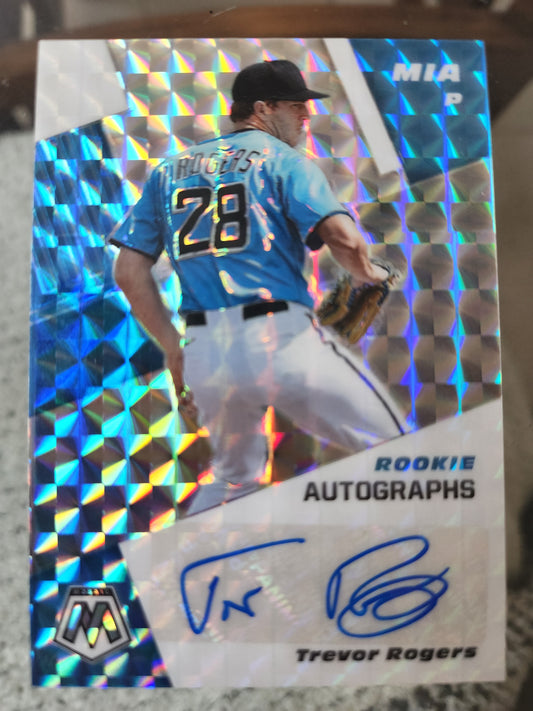 2021 Panini Mosaic TREVOR ROGERS Miami Marlins Rookie AUTO #RAM-TR RC