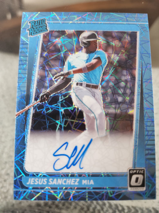 2021 Panini Optic Baseball Jesus Sanchez AUTO Rated Rookie Purple /75 Marlins