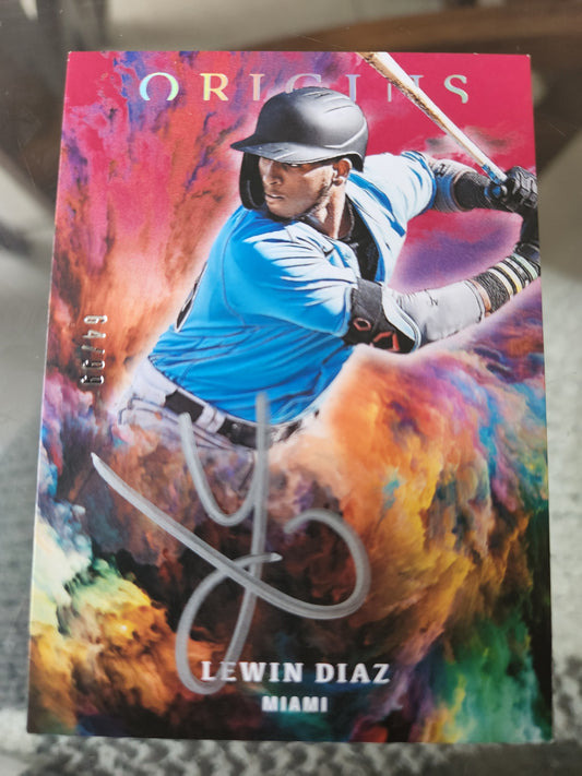 2021 Panini Chronicles ORIGINS LEWIN DIAZ AUTO MIAMI MARLINS OS LD 64/99