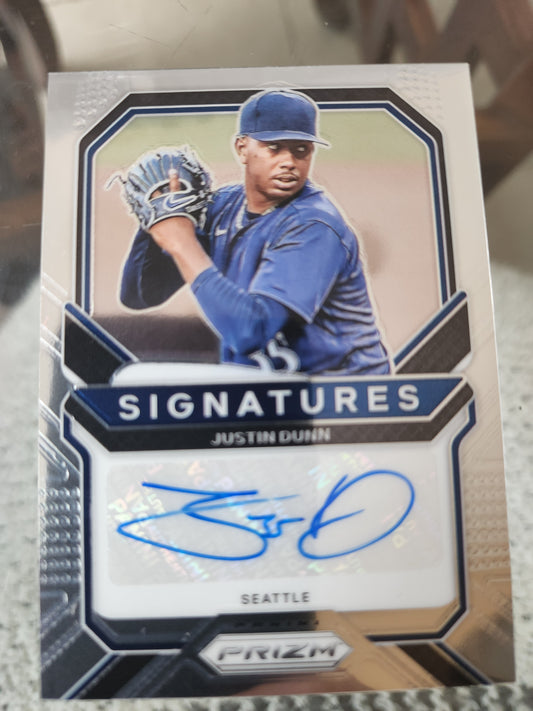 2021 Panini Prizm Signature Series Auto #SIG JD Justin Dunn   Seattle Mariners