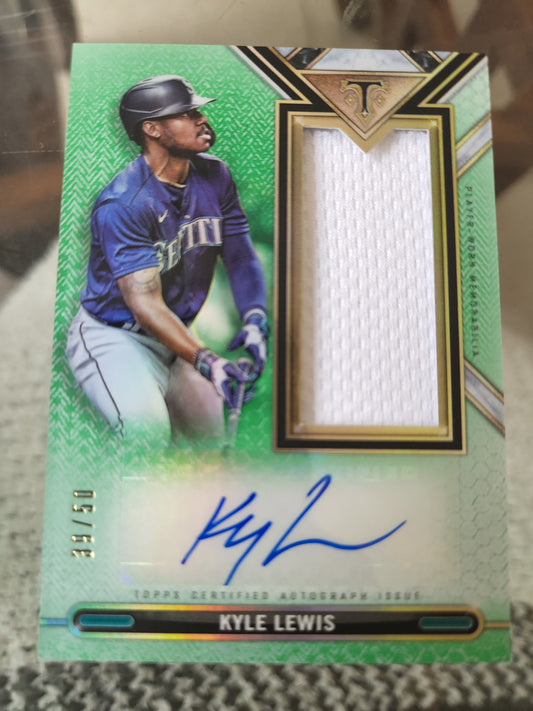 2021 Topps Triple Threads Kyle Lewis Jumbo Auto Relic Emerald 39/50 #ASJR-KL