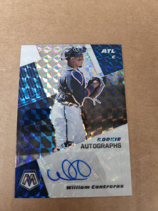 Panini Mosaic William Contreras Rookie Autographs Blue Ink No. RAM-WC