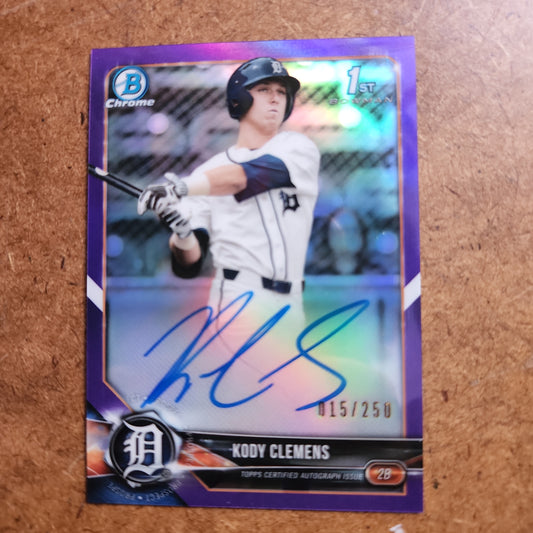 Topps B Chrome 1st Bownman Kody Clemens Purple Parallel Auto 015/250 #CDA-KC