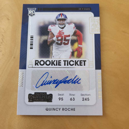 Panini Contenders 2021 Football Rookie Ticket RC Quincy Roche Auto #244