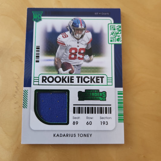 Panini Contenders 2021 Football Rookie Ticket Green Parallel RC Kadarius Toney Jersey Patch #RTS-KTO