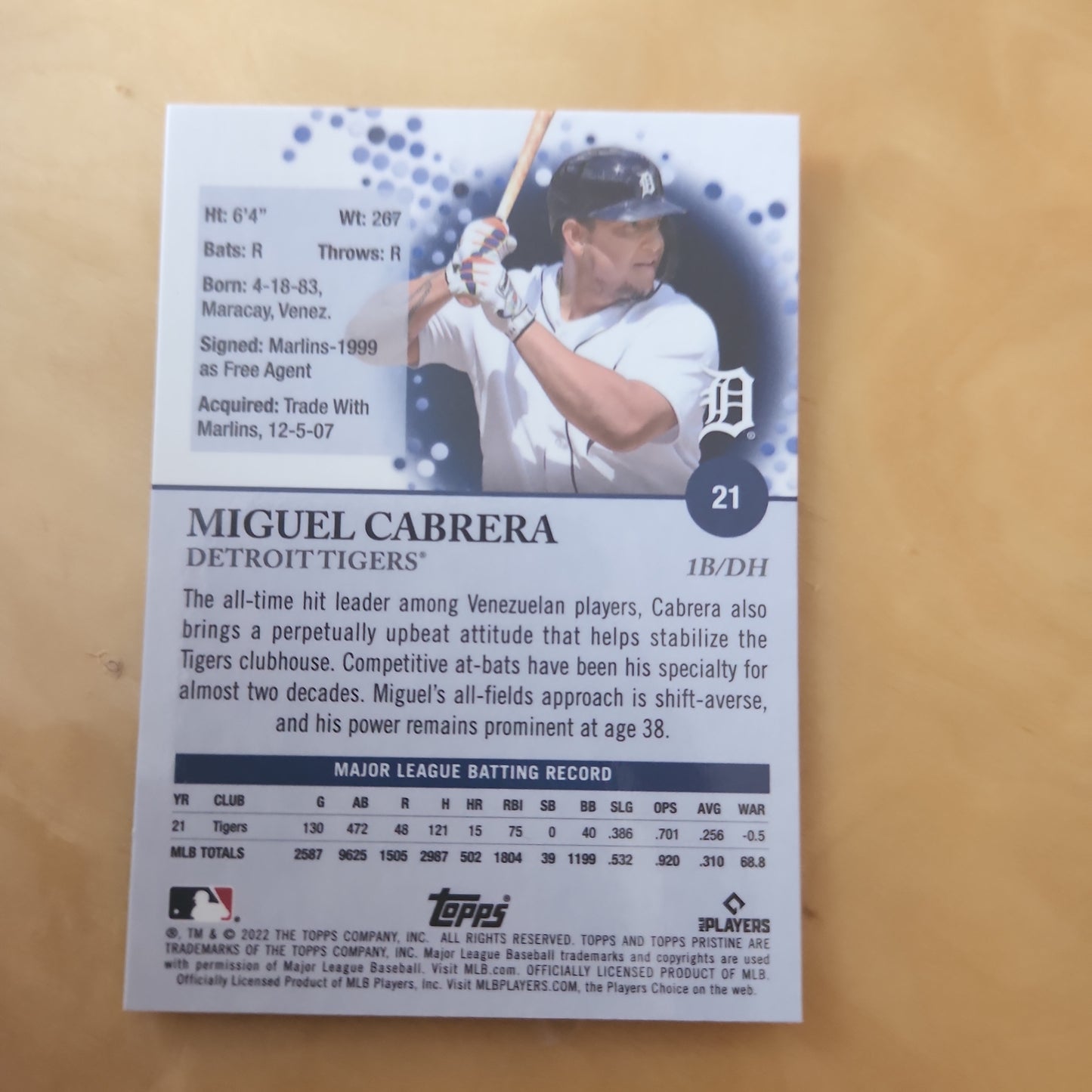 Topps Major League Batting Records Michel Cabrera #21