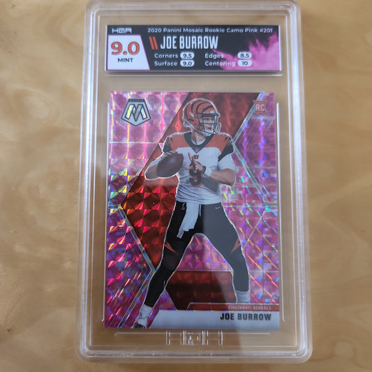 Panini Prizm Mosaic Pink Parallel Refractor RC Joe Burrow HGA Grade 9.0 #201