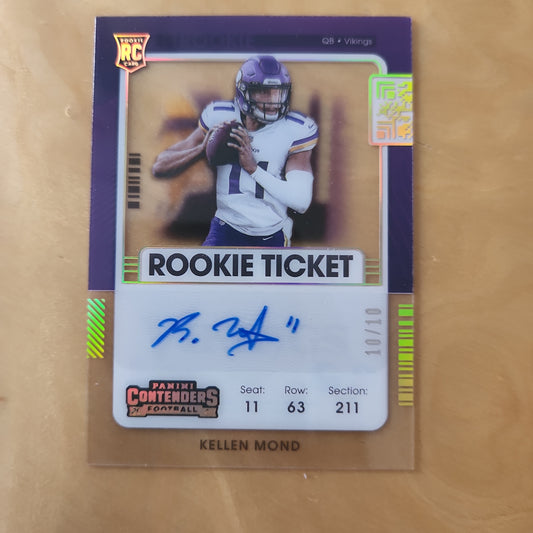 Panini Contenders 2021 Football Rookie Ticket Clear Shot RC Kellen Mond Auto #122