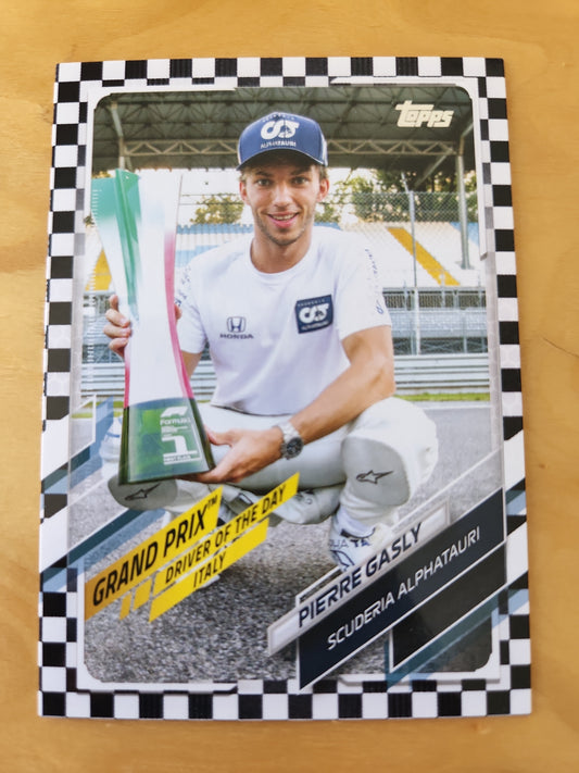 2021 Topps F1 Grand Prix Driver of the day Pierre Gasly Checker Flag #163