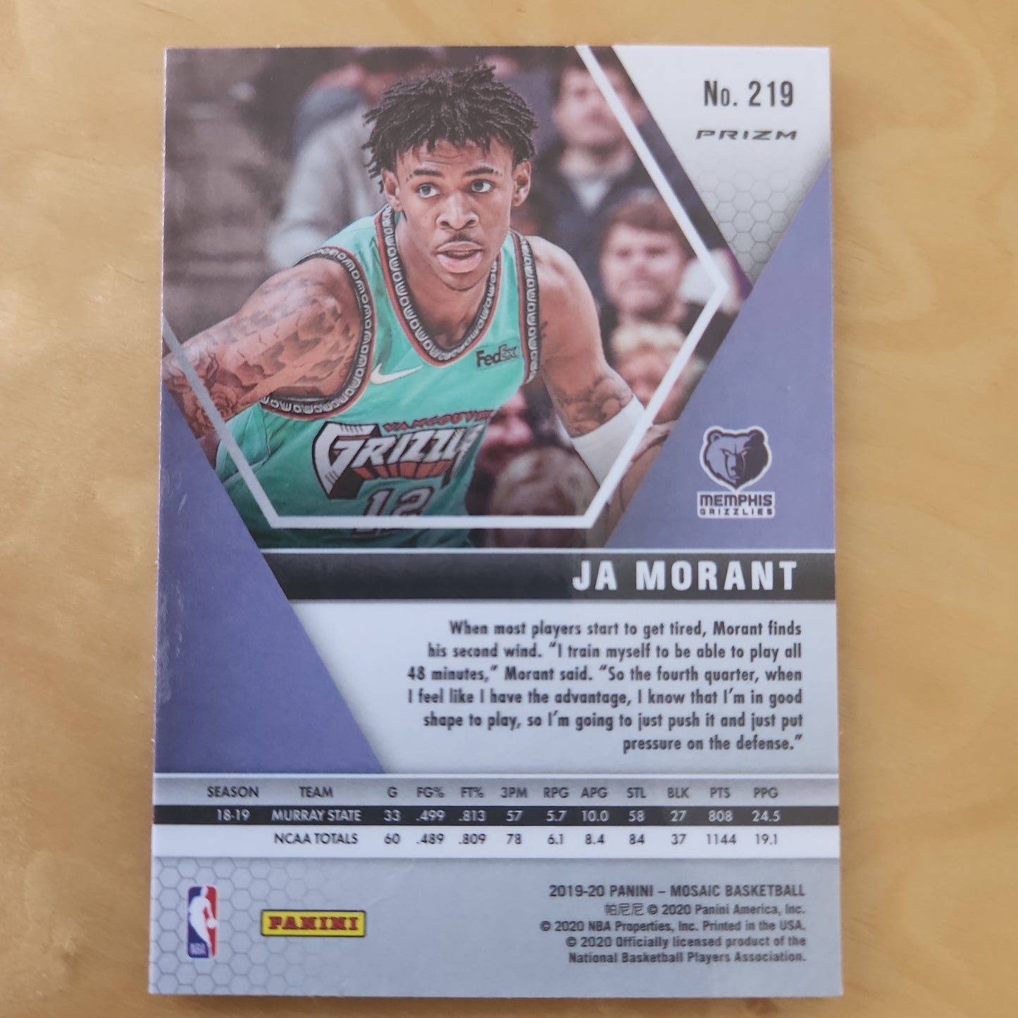 Panini Prizm Mosaic RC Ja Morant #219