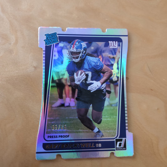 Panini Donruss Rated Rookie Dye Cut Holo Gary Brightwell 55/75 #313