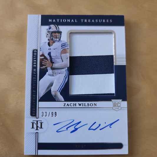 Panini National Tresures RC Auto Patch Zack Wilson 33/99 #43