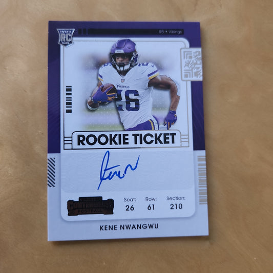 Panini Contenders Football 2021 Rookie Ticket Kene Nwangwu RC Auto #132