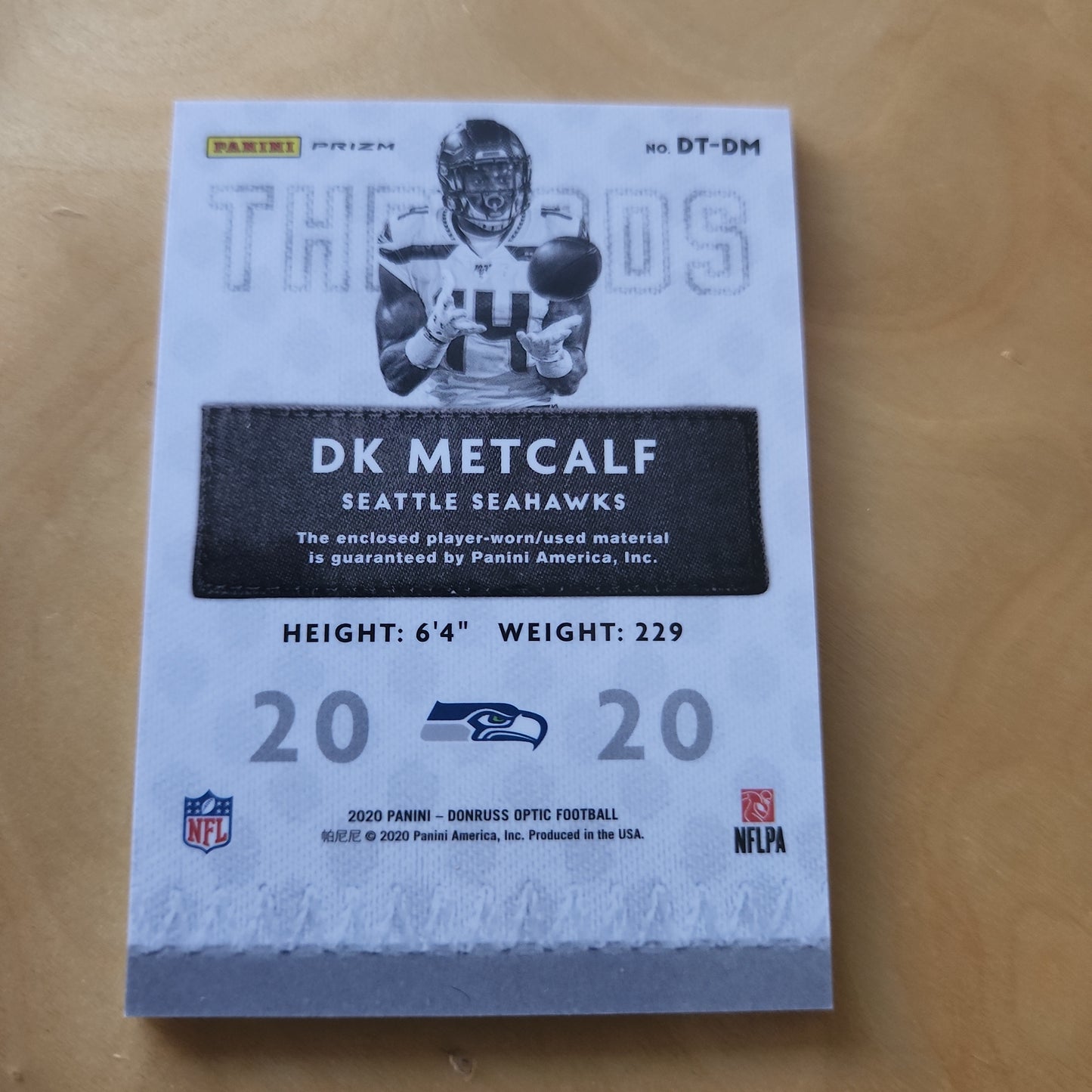 Panini Prizm Optic Donruss Threades DK Metcalf Jersey Patch #DT-DM