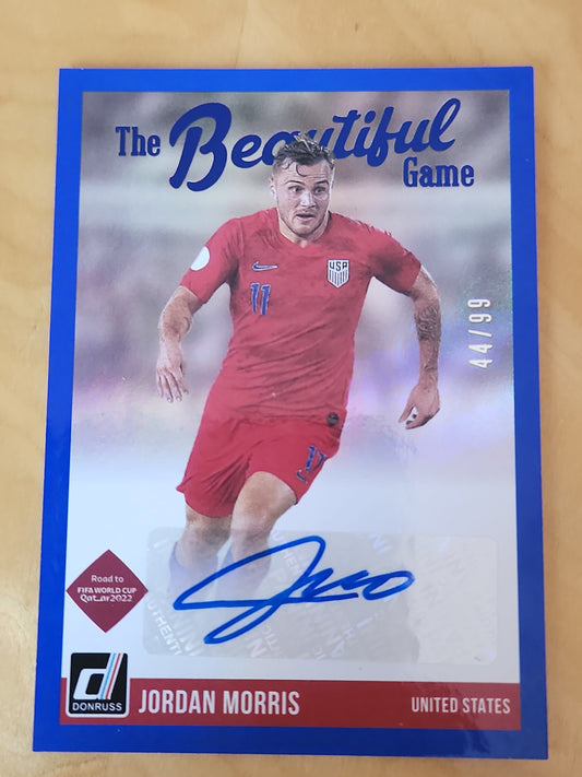 2022 Panini Donruss The Beautiful Game Jordan Morris AUTO Blue 44/99 BG-JMR