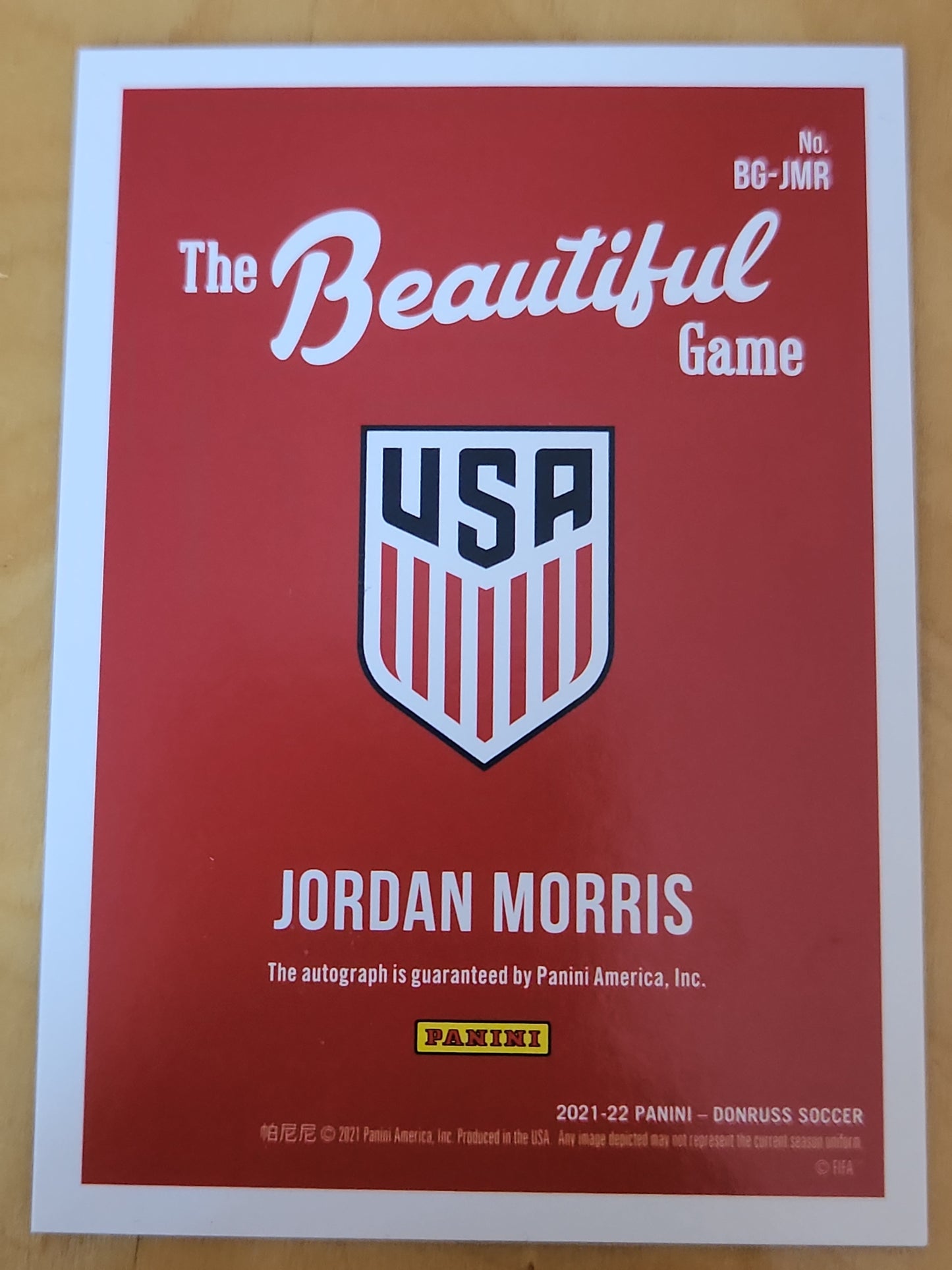 2022 Panini Donruss The Beautiful Game Jordan Morris AUTO Blue 44/99 BG-JMR