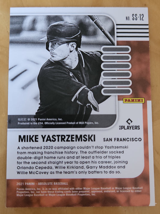 2021 Panini Absolute Statistically Speaking Mike Yastrzemski SS-12