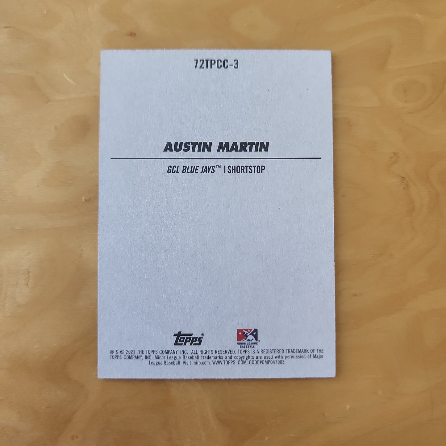 Topps Heritage Austin Martin #72TPCC-3