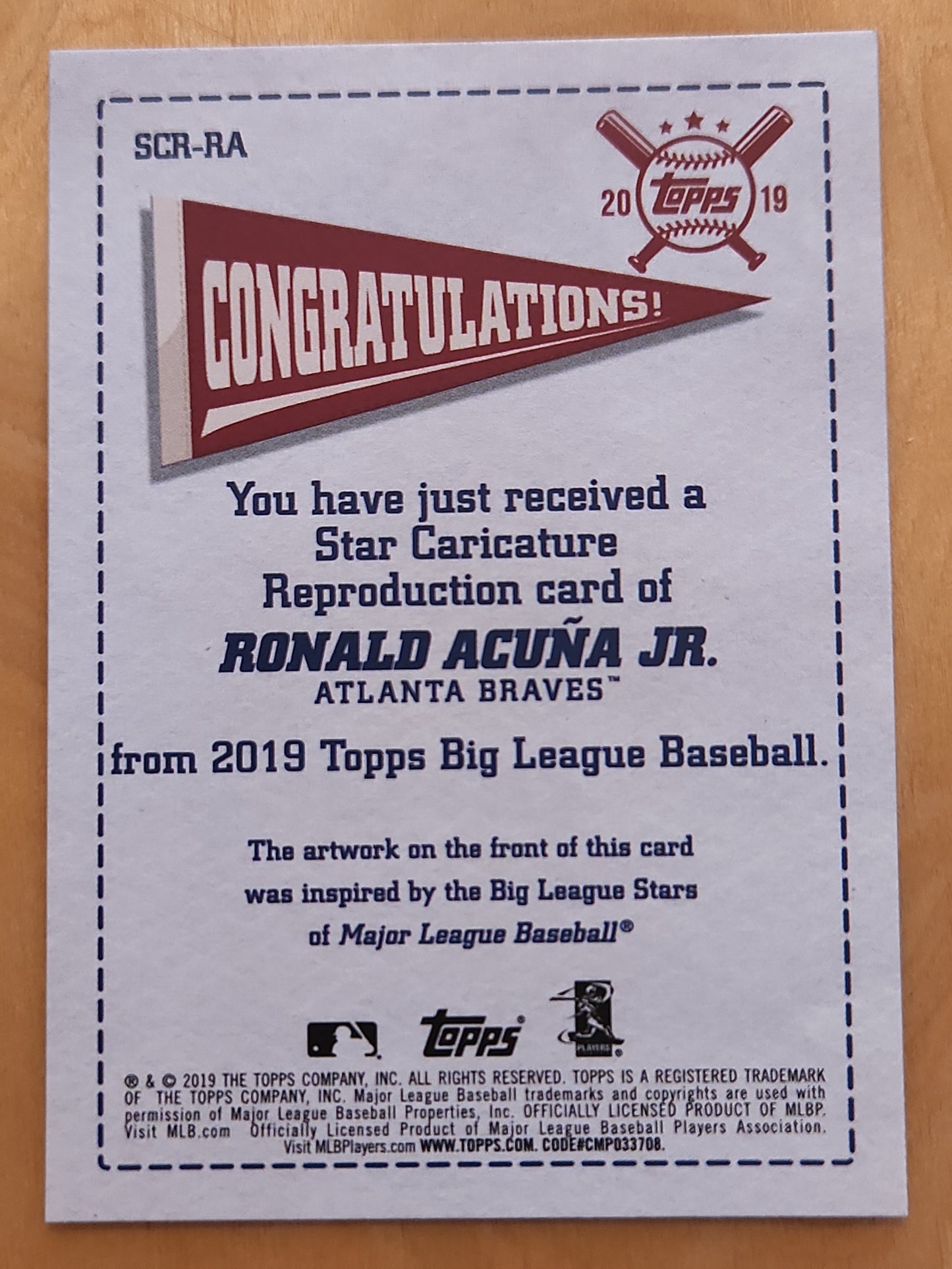 2019 Topps Star Caricature Reproduction Ronald Acuña Jr.