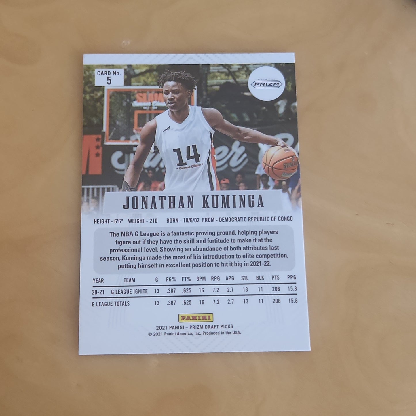 Panini Prizm Jonathan Kuminga RC #5