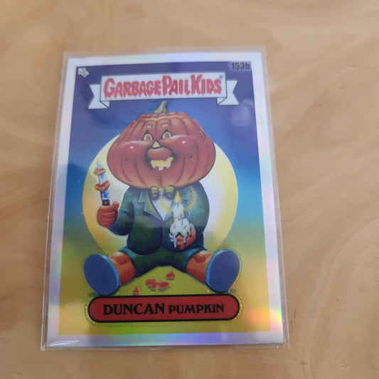 Topps Garbarbage Pail Kids Refractor Duncan Pumpkin #153b