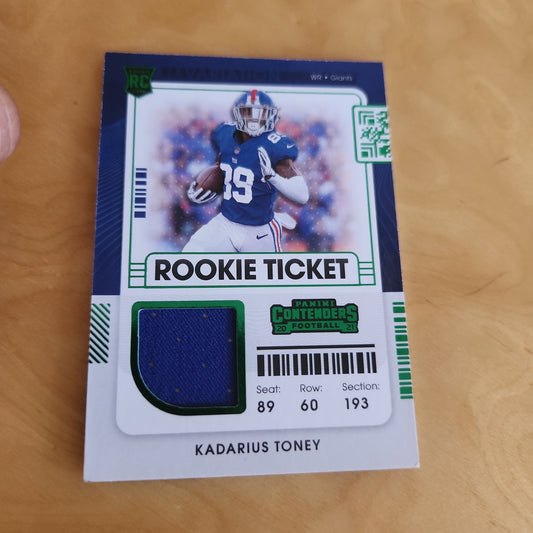 Panini Contenders Rookie Ticket Green Parallel Kadarius Toney RC Jersey Patch #RSV-KTO