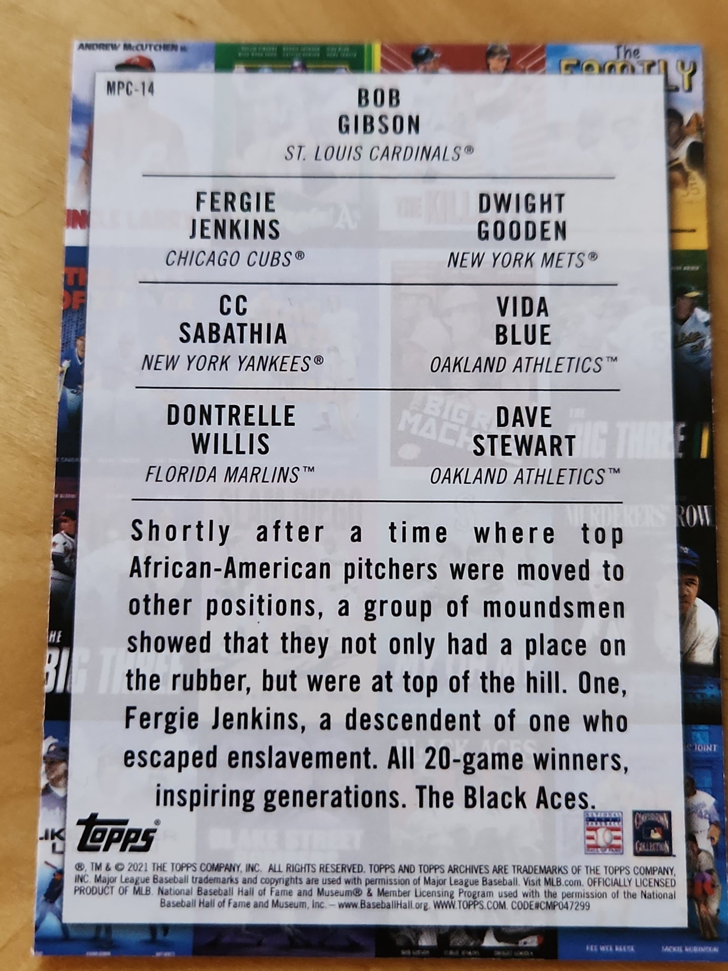 2021 Topps Black Aces Bob Gibson/Fergie Jenkins/Dwight Gooden/CC Sabathia/Vida Blue/Dontrelle Willis/Dave Stewart #MPC-14