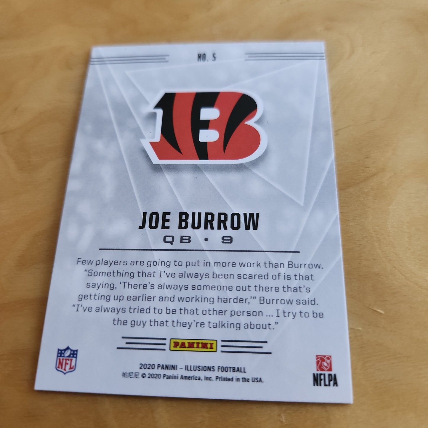Panini Illusions Orange Parallel Joe Burrow #5