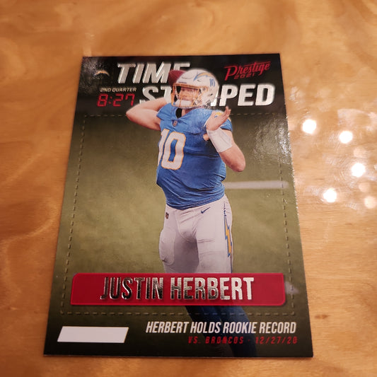 Panini Prestage Time Stopped 8:27 Justin Herbert Rookie Records #TS-JH