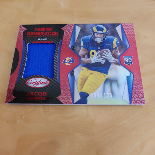 Panini Certified Red Parallel Jacob Harris RC Jersey Patch 120/125 #NG-38