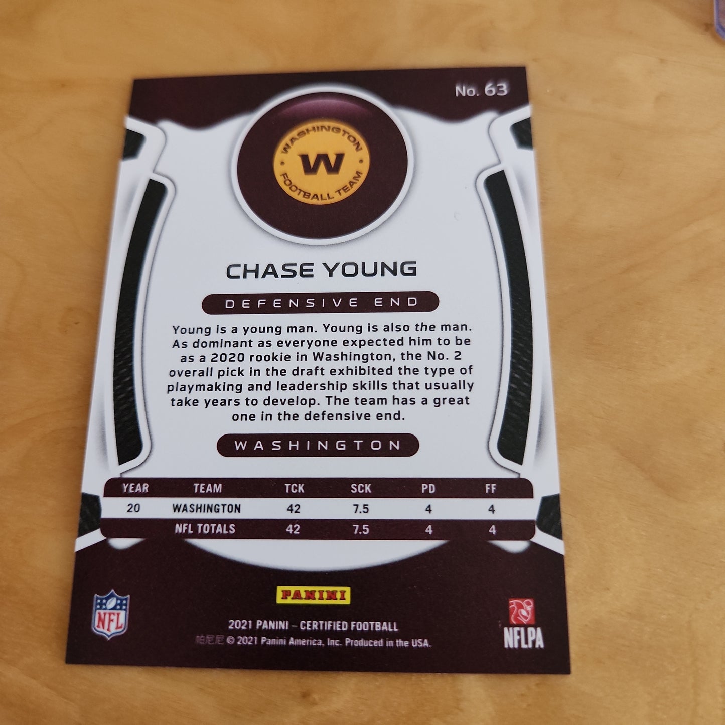 Panini Certified Aqua Parallel Chase Young 37/50 #63