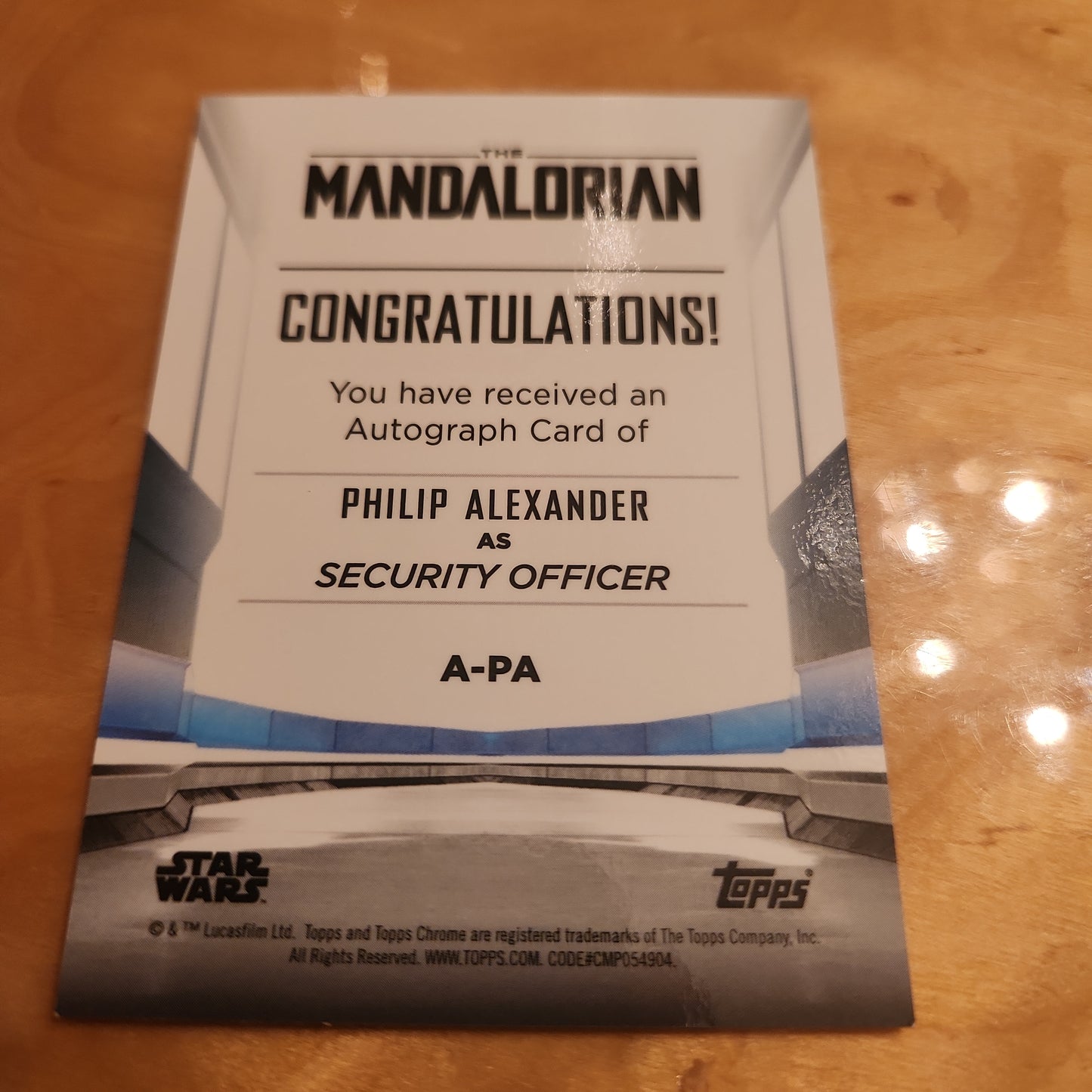 Topps Chrome Star Wars The Mandalorian Security Officer Philp Alexander Auto #A-PA