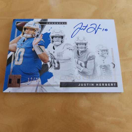 Panini Impeccable Canvas Creation Justin Herbert Auto 12/25 #CC-JH