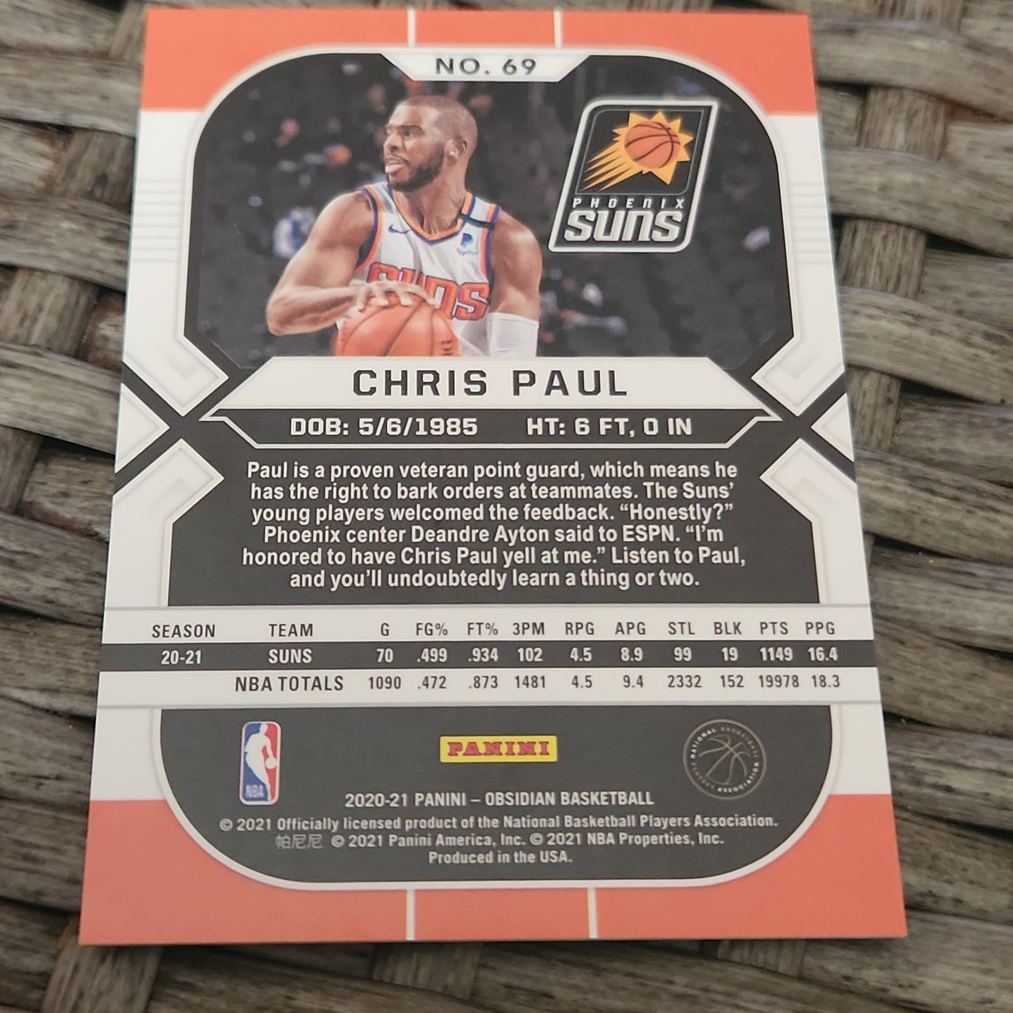 Panini Obsidian Holo Chris Paul #69