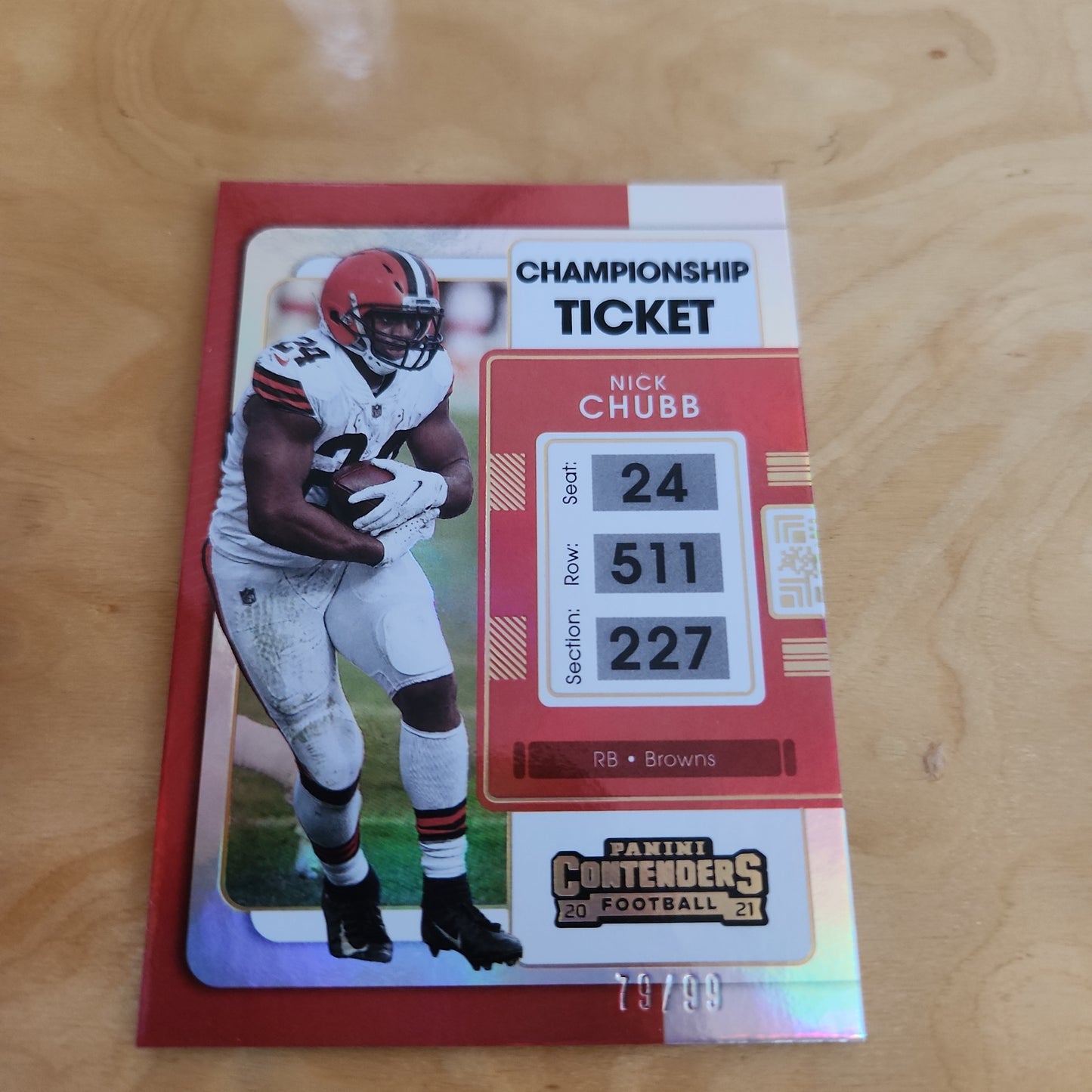 Panini Contenders Championship Ticket Orange Holo Parallel Nick Chubb 79/99 #24