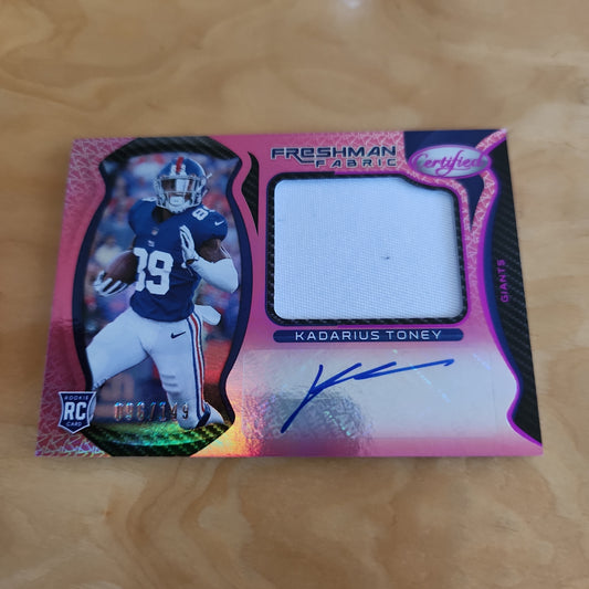 Panini Certified Fresh Fabric Pink Parallel Kadaius Toney RC Jersey Patch Auto 096/149 #212
