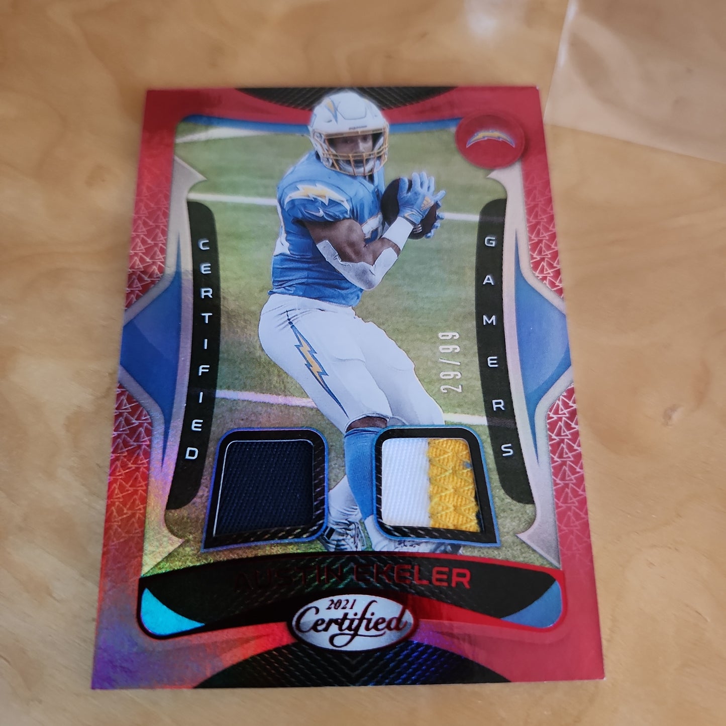 Panini Certified Red Parallel Austin Ekeler Jersey Patch 29/99 #9