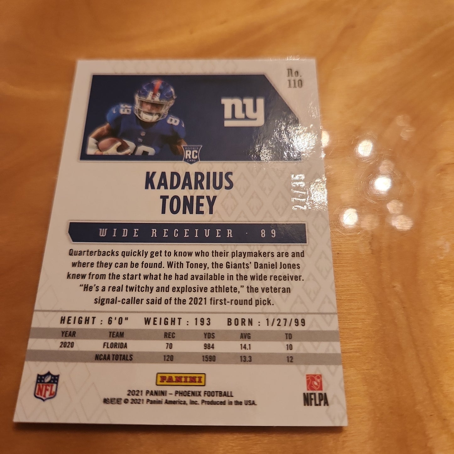 Panini Mosaic Blue Parallel Kadarius Toney RC 27/35 #110