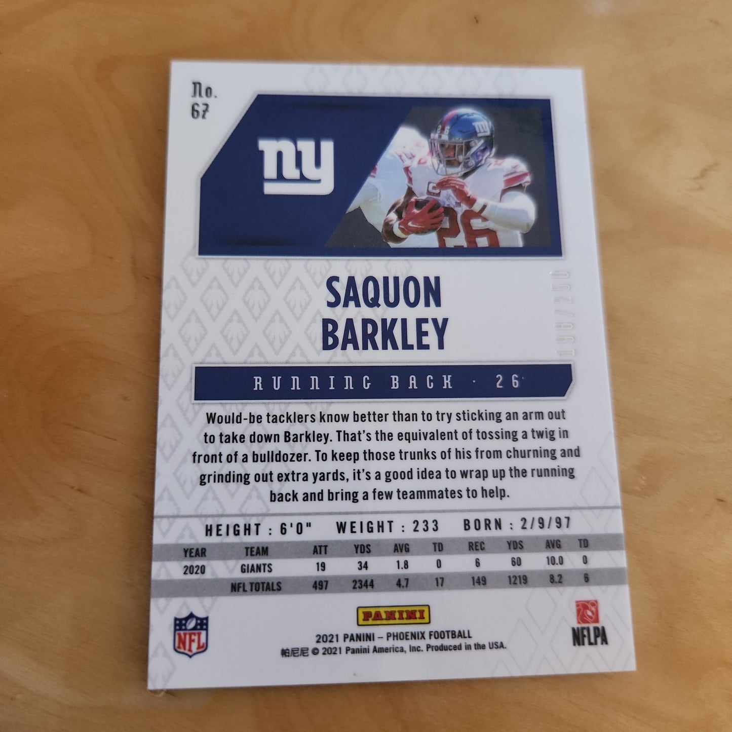 Panini Mosaic Red Parallel Saquon Barkley 198/250 #67