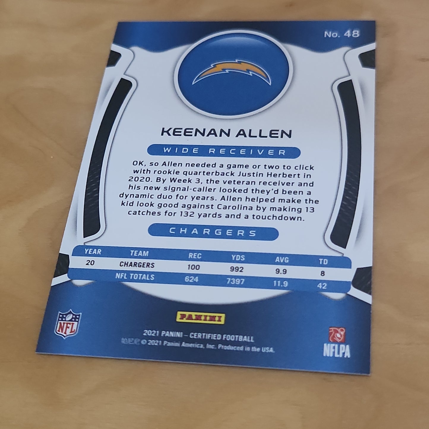 Panini Certified Blue Parallel Keenan Allen 73/75 #48