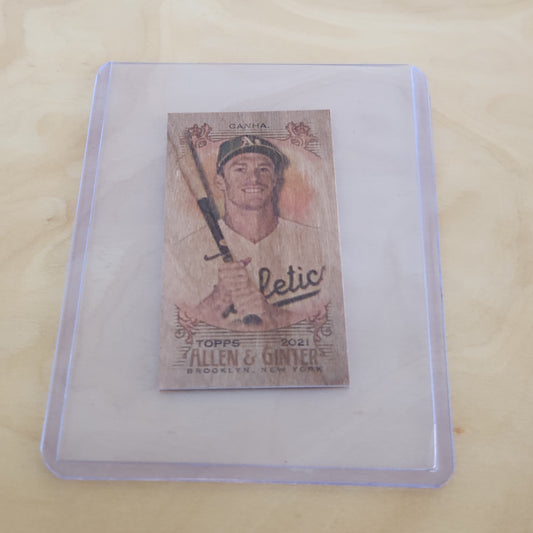 Topps The World Chapione Allen & Ginter Mini Shaved Bat Wood Mark Canha 1/1 #291