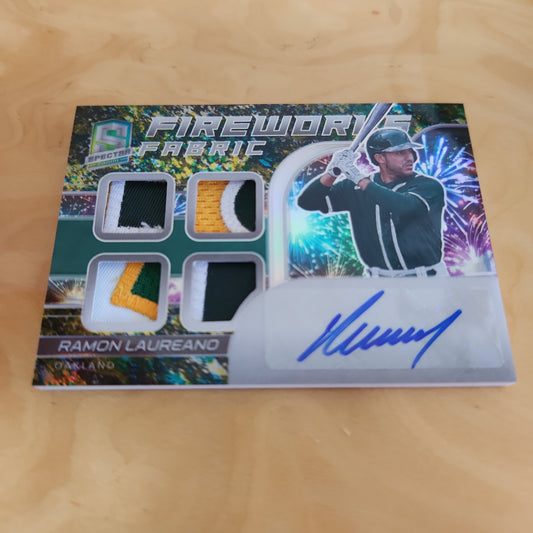 Panini Prizm Spectrr Firework Fabric Ramon Laureano Jersey Patch Auto 5/8 #FFS-RL