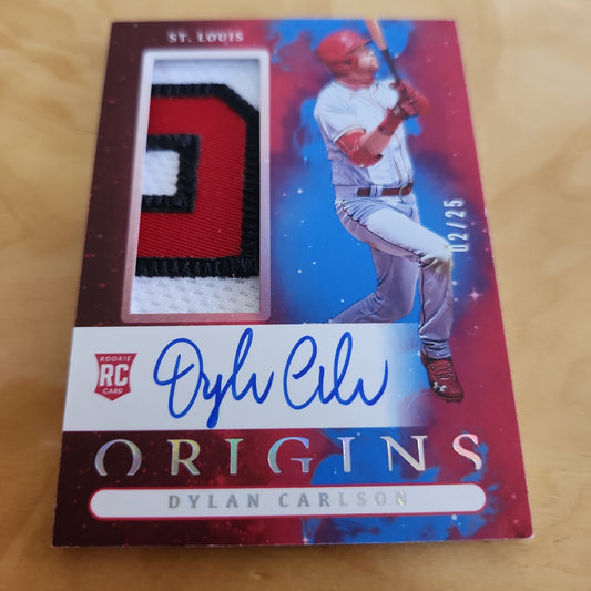 Panini Orgins Dylan Carlson RC Jersey Patch Auto 2/25 #OJA-DC