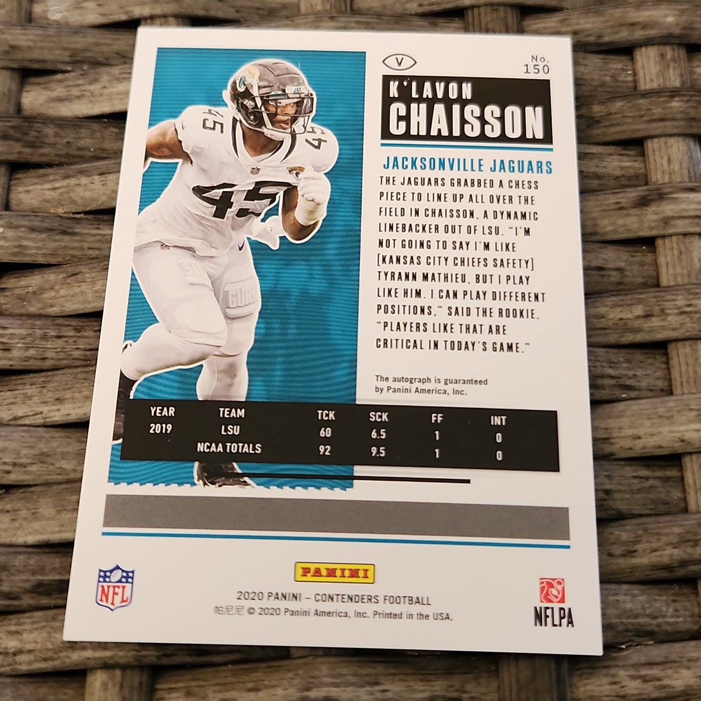 Panini Contenders Playoff Ticket K'Lavon Chaisson RC Auto 41/49 #150