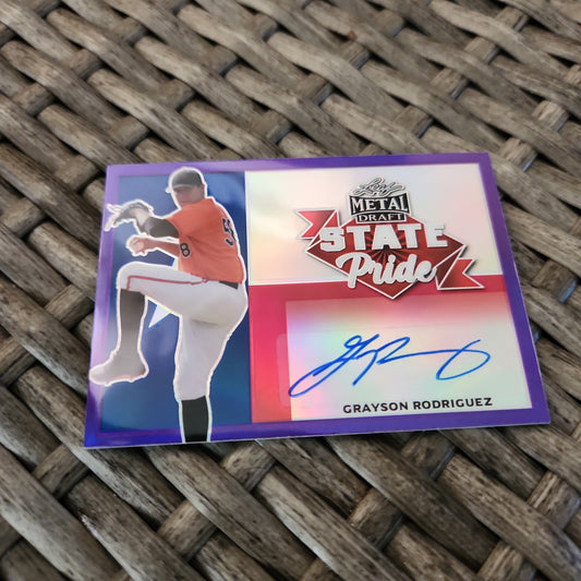 Leaf Metal Draft State Pride Purple Parallel Grayson Rodriguez 7/25 #SP-GR1