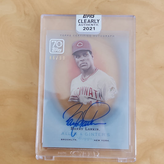 Topps Clear 70th Annivrsary Allen & Grinters Barry Larkin Auto 86/99 #06AGA-BL