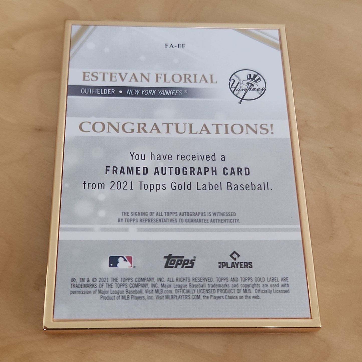 Topps Gold Label Estevan Florial RC Auto 19/75 #FA-EF