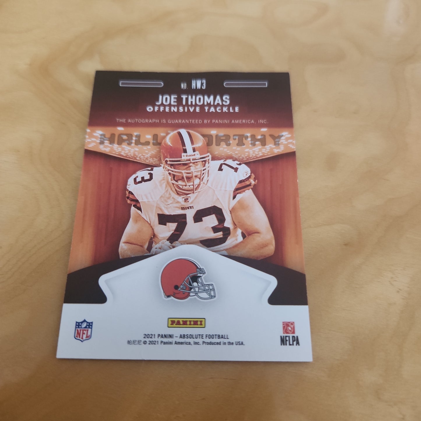 Panini Hall Worthy Absolute Football Joe Thomas Auto #HW3